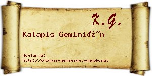 Kalapis Geminián névjegykártya